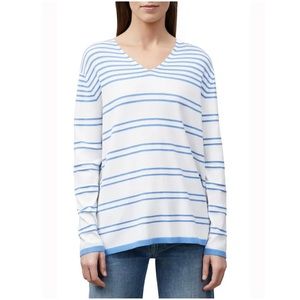 LAFAYETTE 148 NEW YORK Metallic Stripe Sweater Bluebell multi Sz XL Minimalist